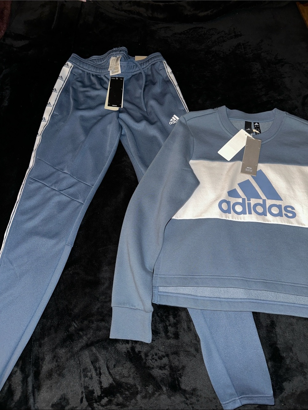 adidas Slate Blue Crewneck Sweatshirt & Track Joggers Set